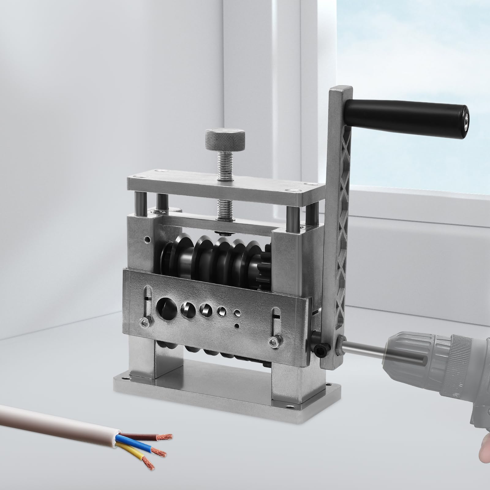 Máquina peladora de cables con 6 canales y 5 cuchillas, 3,4-17 mm manual o taladradora, pelacables para pelar cables monofilamentos revestidos de varios núcleos