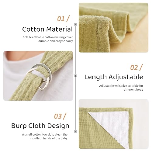 Miniatura 3 de Cubierta de lactancia de muselina para lactancia materna del bebé, Verde