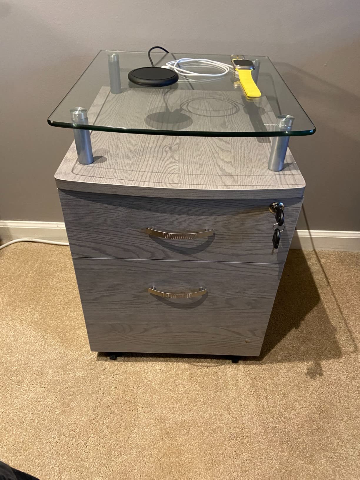 18/mo Finance Techni Mobili Rolling File with Glass Top