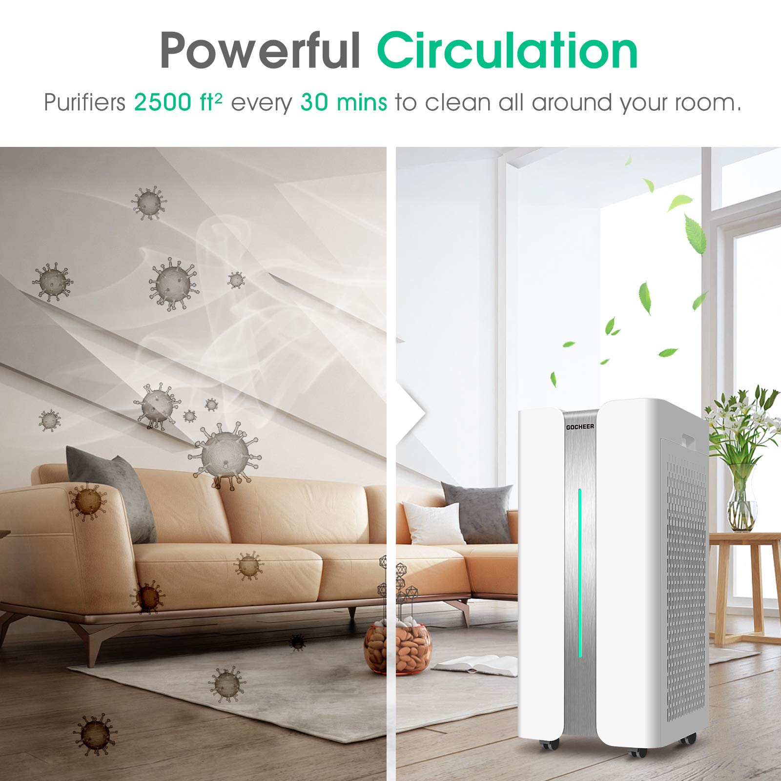 Buy Gocheer Air Purifier for Extra Large Room with H13 True HEPA Filter
