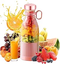 Portable Blender, Personal Size Blender 320ML, Fresh Juice Mini Fast Portable Blender, Portable Smoothie Blender USB Rechargeable, Electric Juicer Cup with 4 Blades (Pink)