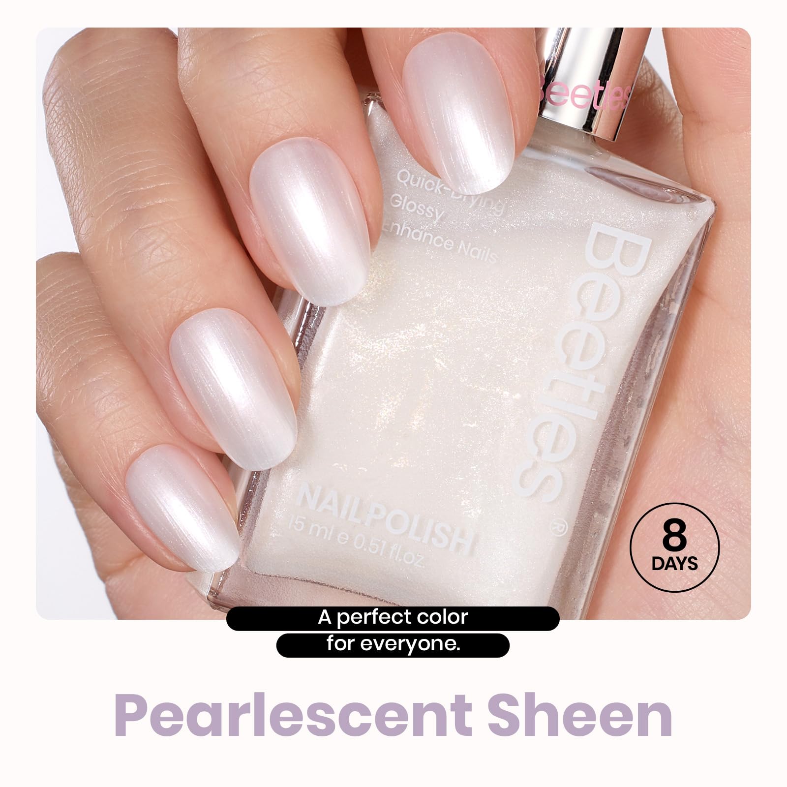 Amazon.com : Beetles Pearl White Nail Polish and 2 in 1 Base & Top