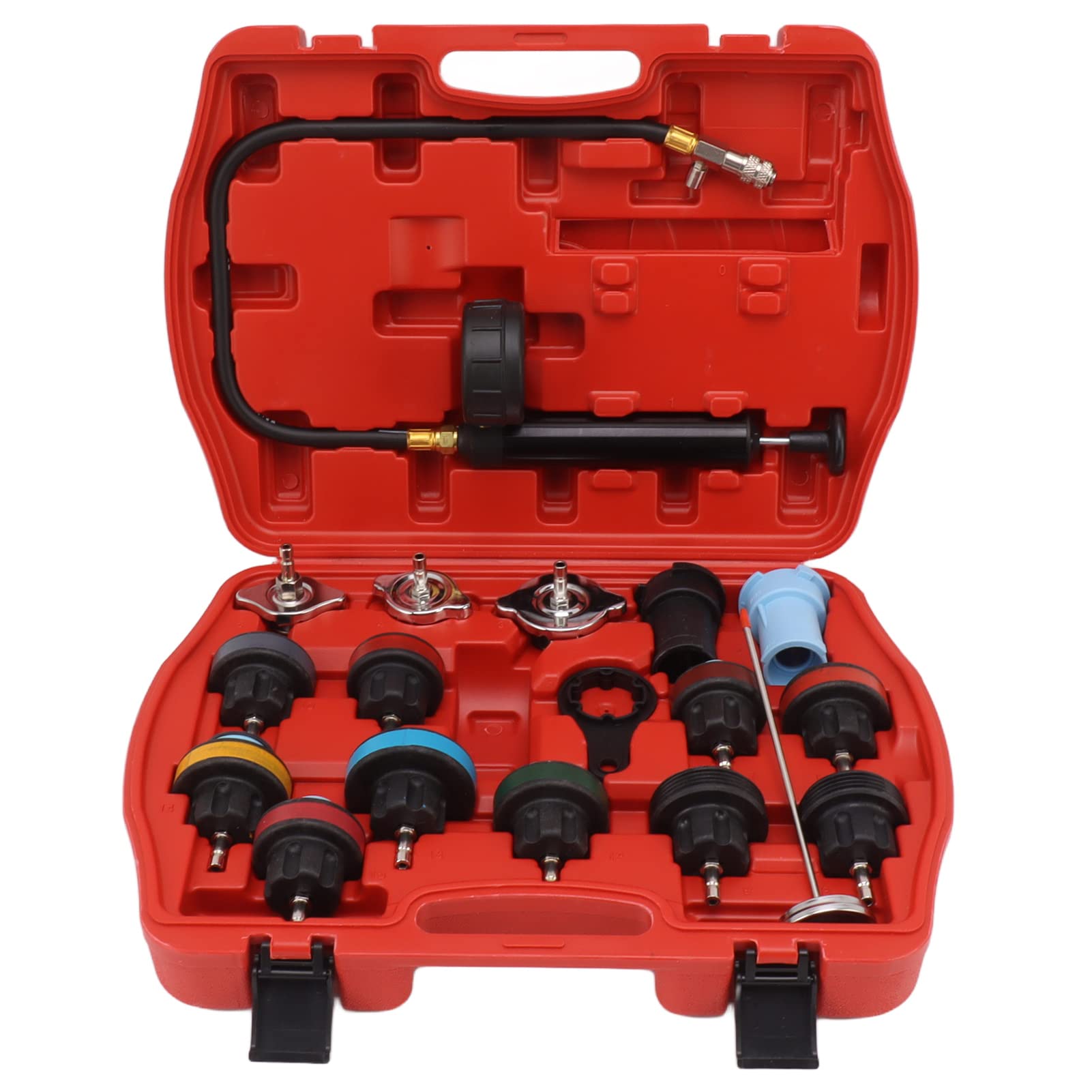 Kit de comprobador de presión del radiador, comprobador de presión del Sistema de refrigeración a Prueba de Golpes con Estuche de Almacenamiento para Ford