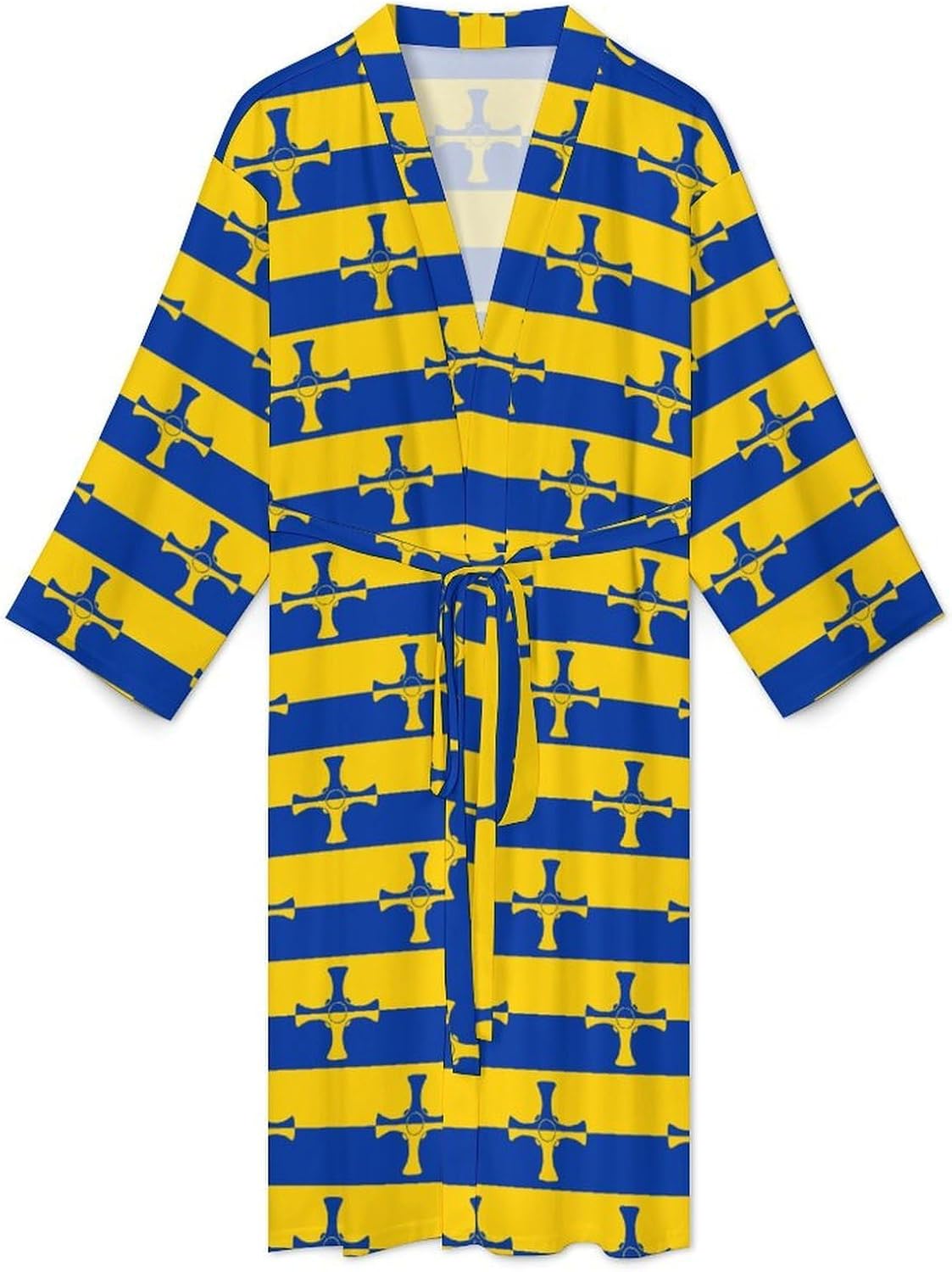 Flag of County Durham Mens Robe Long Bathrobe for Women Bath Robes Lightweight Soft Printed Sleepwear