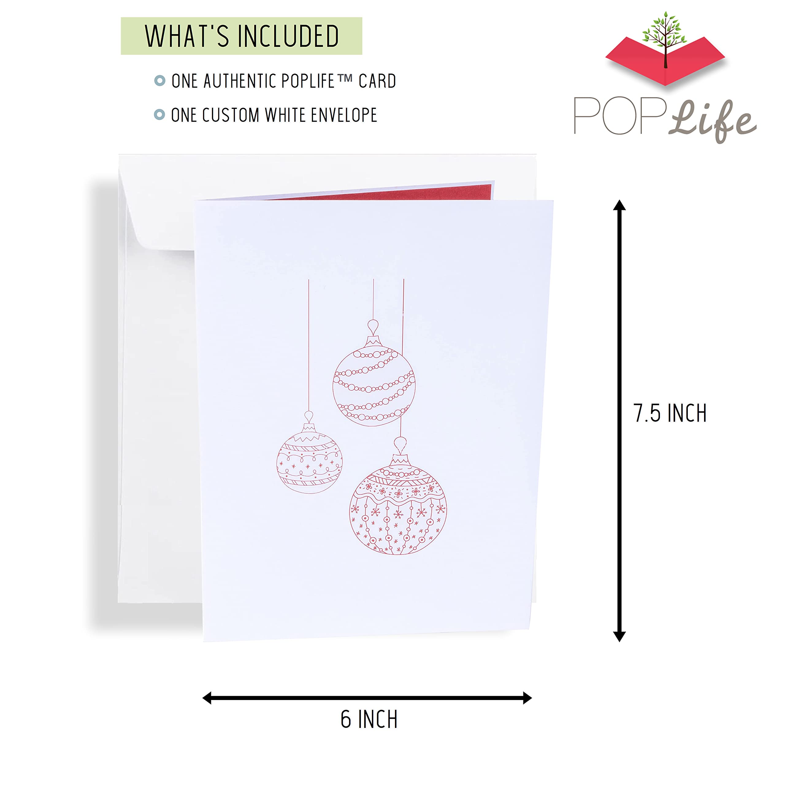 PopLife Merry Christmas 3D Pop Up Card, Xmas GIft, Happy Holidays, Fold Flat for Mailing - Image 4