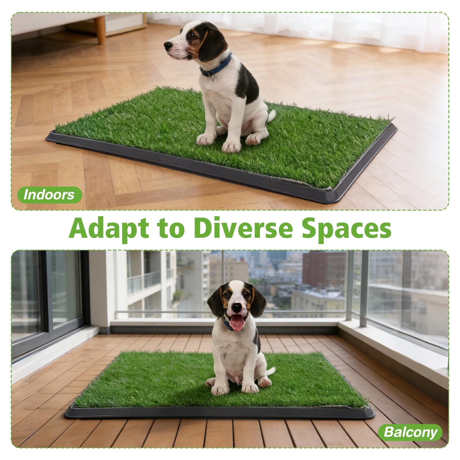 Toilettes pour chien en gazon artificiel, 40,6 x 50,8 cm, réutilisables avec plateau pour apprentissage de la propreté, tapis d'herbe pour petits chiens, utilisation en intérieur et en extérieur