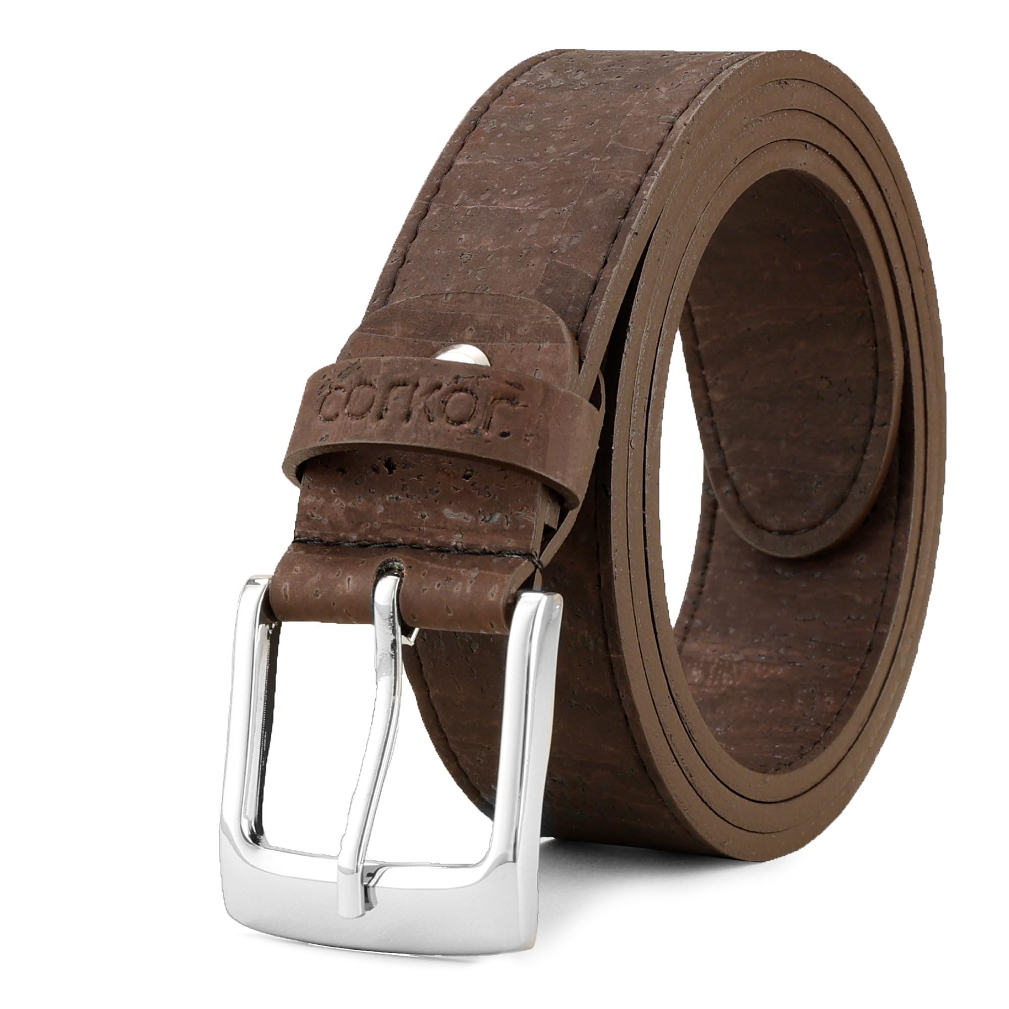 Corkor Men's Cork Belt – Vegan Leather – Brown Belt for Men Casual Wear - Natural Friendly Non-Leather 1 3/8"