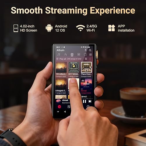 Miniatura 7 de Reproductor de audio de alta resolución, reproductor de MP3 de alta fidelidad Oilsky de 160 GB Bluetooth y WiFi, equilibrio de 0.173 in, DAC dual