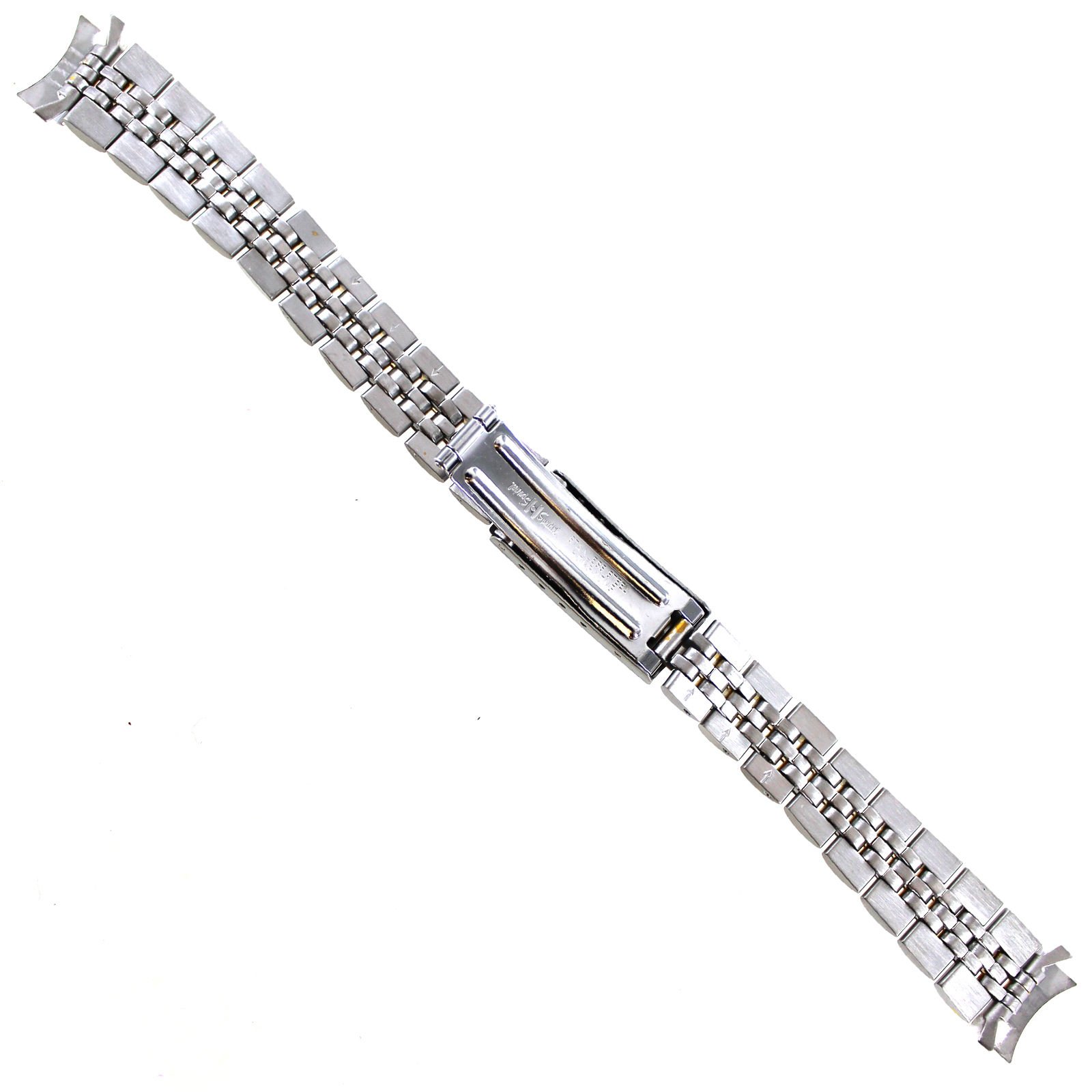 13mm Milano Two Tone Solid Link Curved End Ladies Clasp Watch Band 3051/15