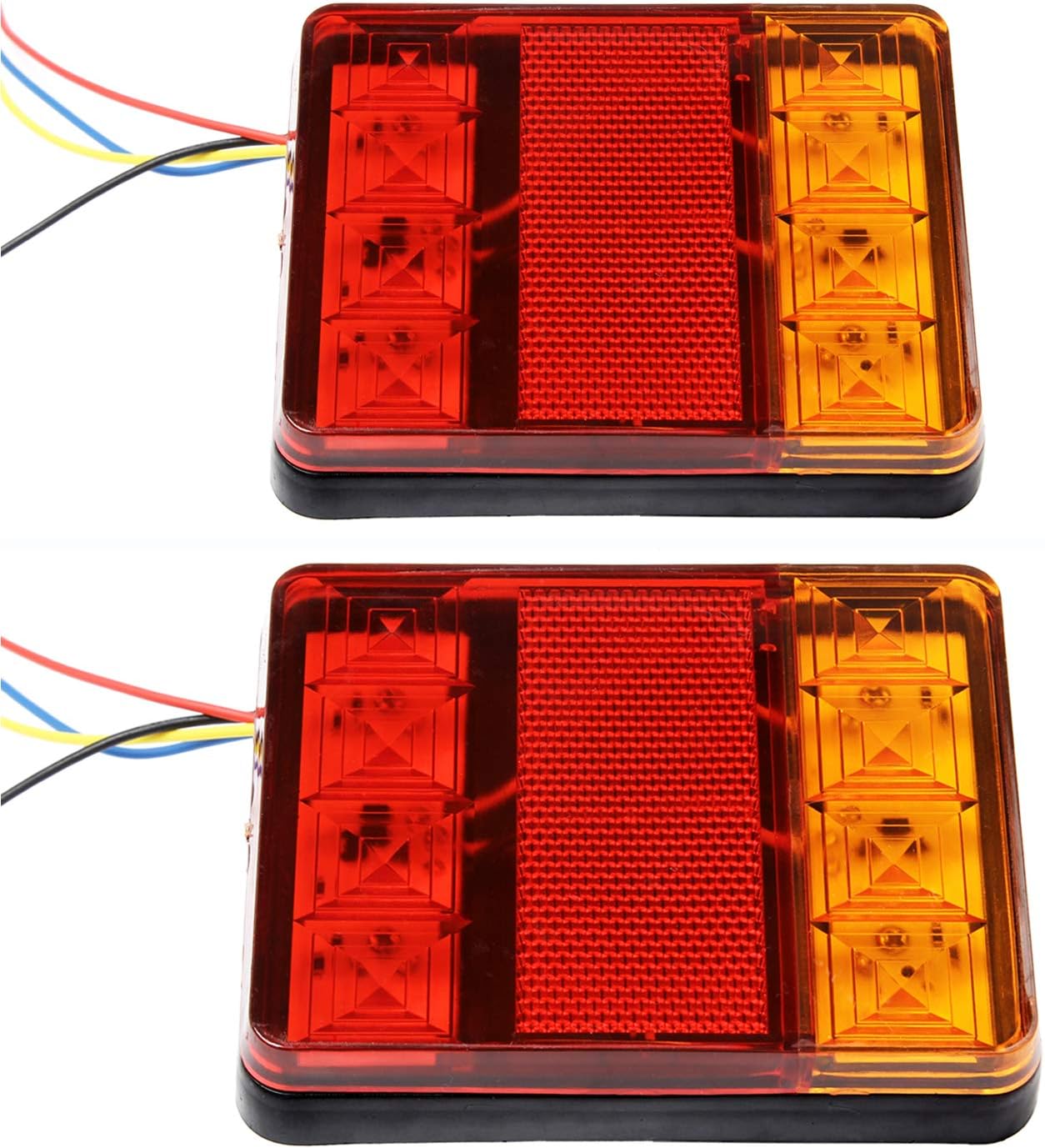 2PCS LED Trailer Tail Lights Waterproof Square Trailer Light -Rear LED Brake Stop Turn Tail Lights for Boat Trailer Truck UTV UTE RV Camper, 4.53''x3.74''