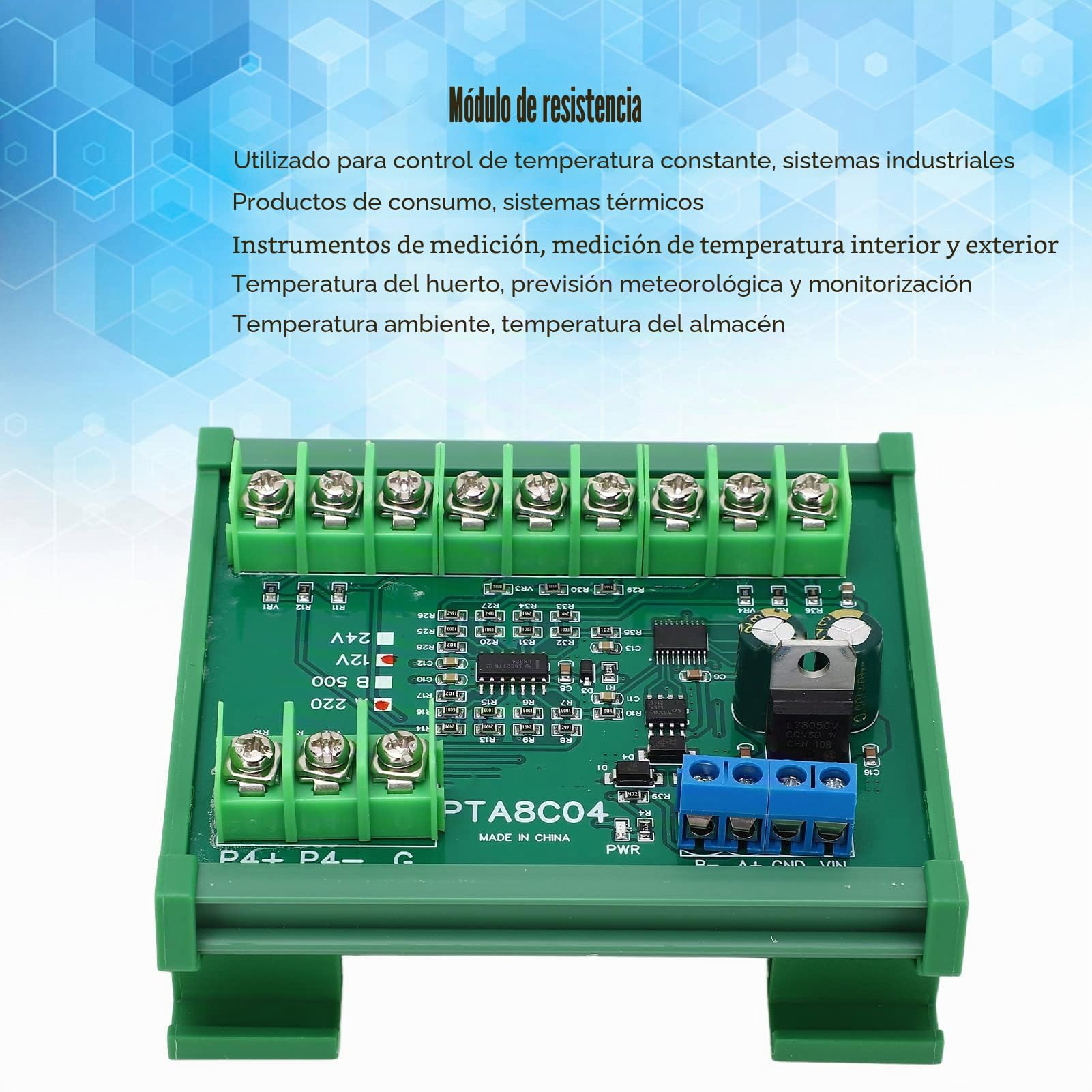 Placa de Módulo de Sensor de Temperatura PT100 RTD RS485 de 4 Canales Módulo de Adquisición de Temperatura Estable Colección de Resistencia Modbus RTU con Carcasa de Riel de Guía (A220 CC24V)