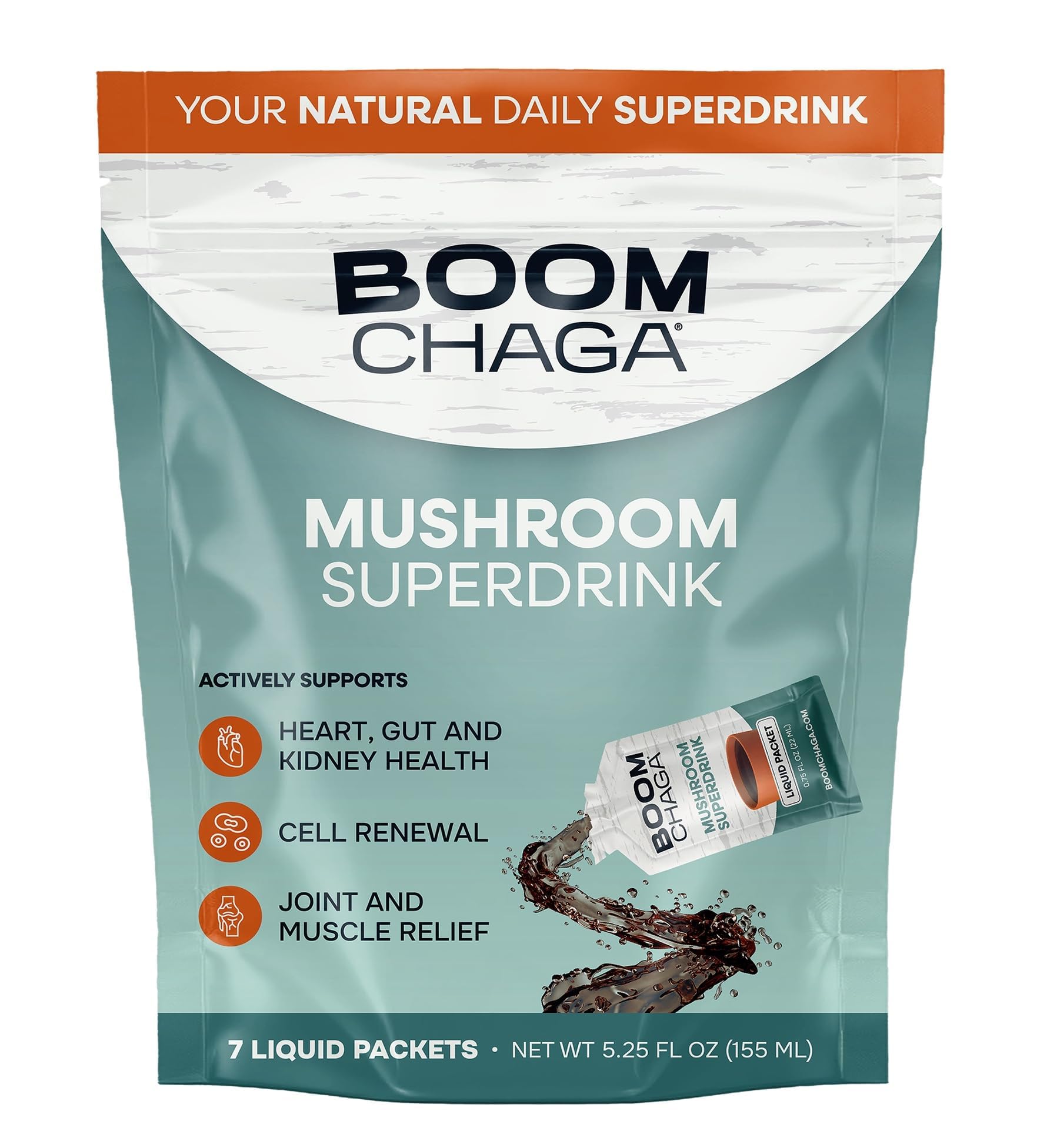 BOOM Chaga Concentrado líquido de extrato de chaga, 7 sachês