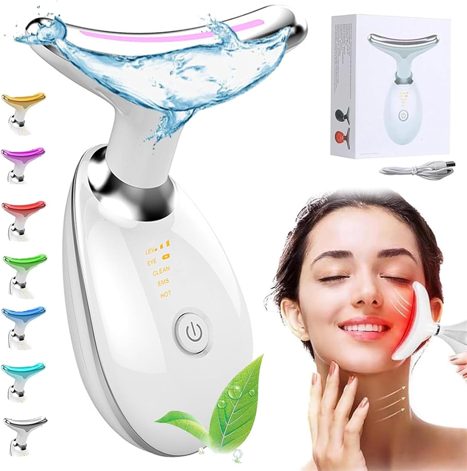 7 Kleur Stacific Face Lift Gezicht Elektrische Massager Microglow Gezicht Beeldhouwen Massager Nek Aanscherping Apparaat Nek Gezicht Lifting Massager voor Huid Aanscherping