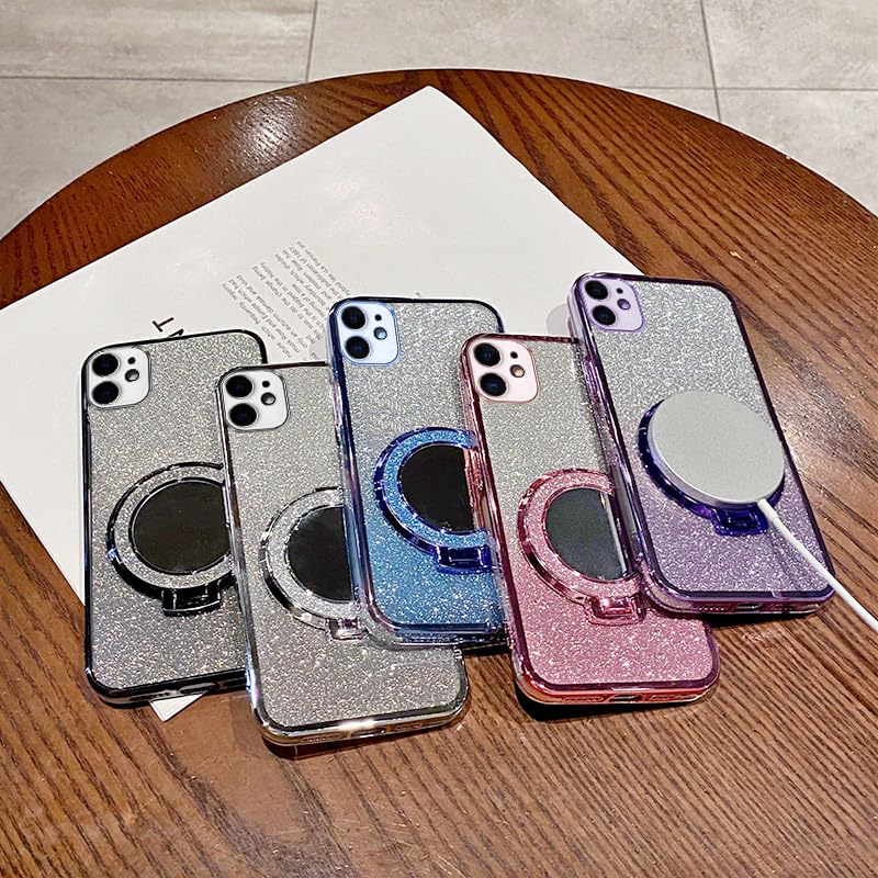 Coque iPhone 12 TPU antichoc avec miroir de maquillage bleu - 5
