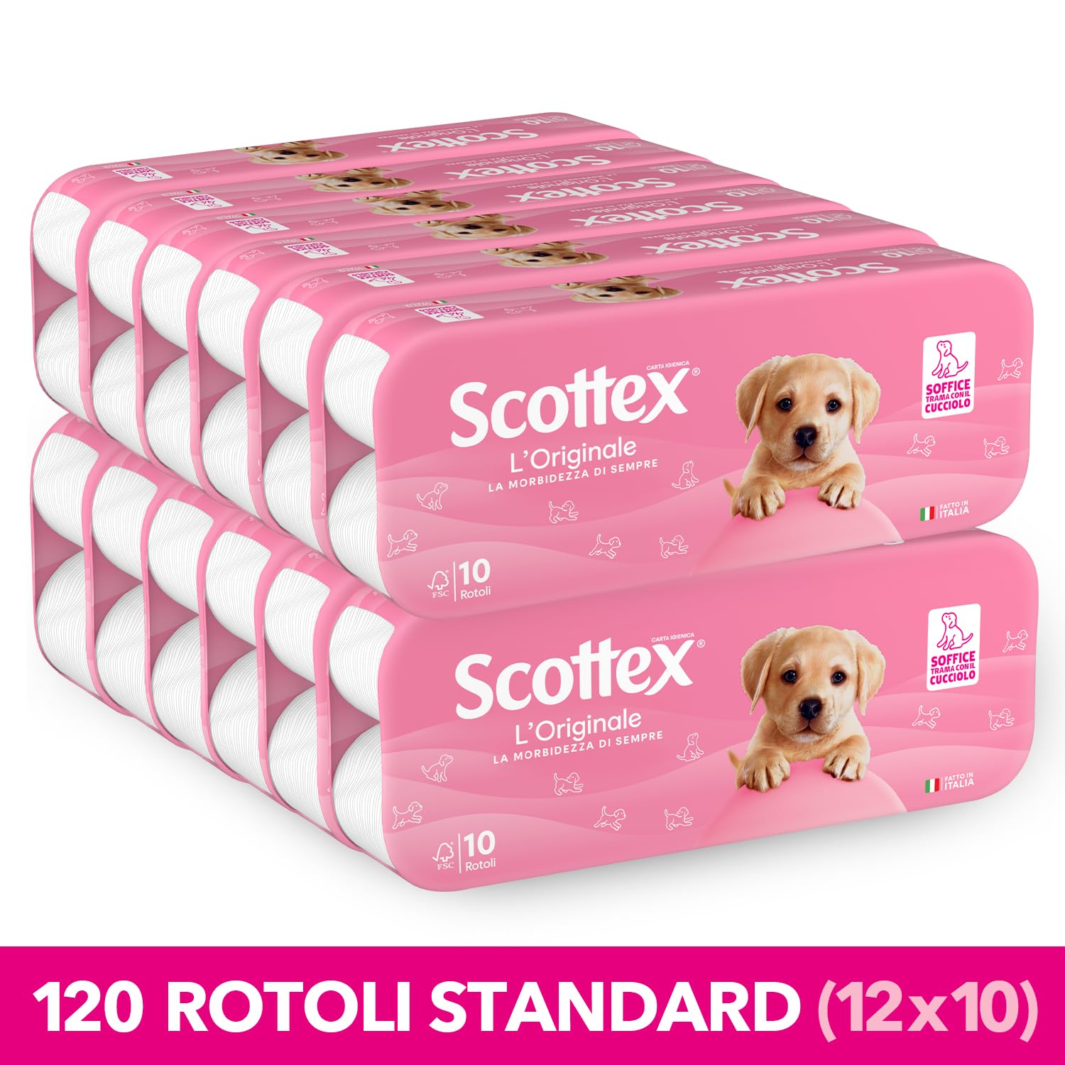 Scottex L'Originale Carta Igienica, Morbida e Assorbente, Pacco Scorta, Fatto in Italia, 120 Rotoli