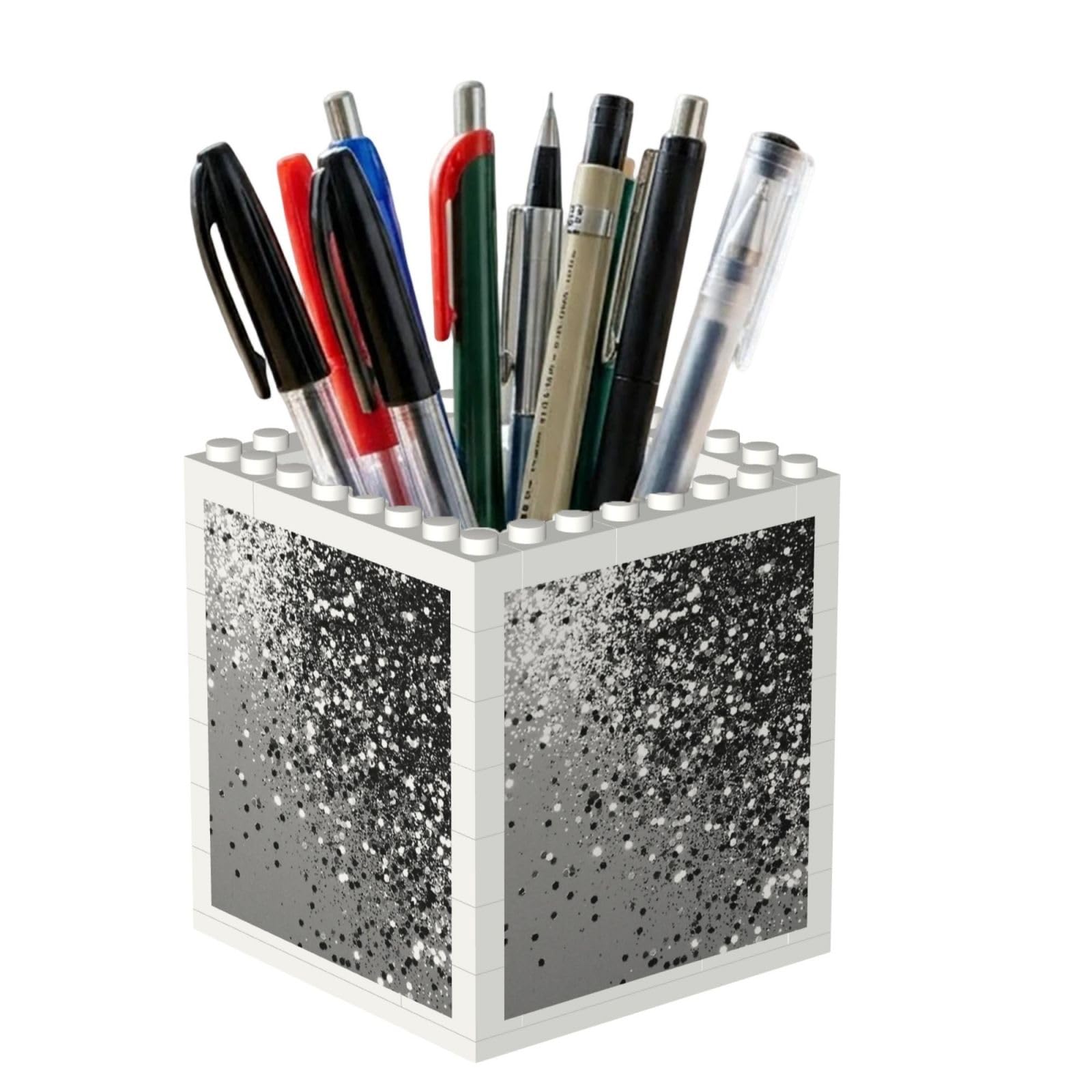 Poadnly Sparkling Silver Gray, Pen Pot Pencil Holder for Office Home School, Compact Desk Organiser for Office Stationery
