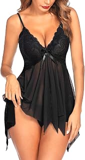KNISTY Womens Babydoll Dress Polyester Lingerie Set Lace Teddy Strap | Honeymoon Night Dresses for Women Hot Sexy | Babydo... Price In India