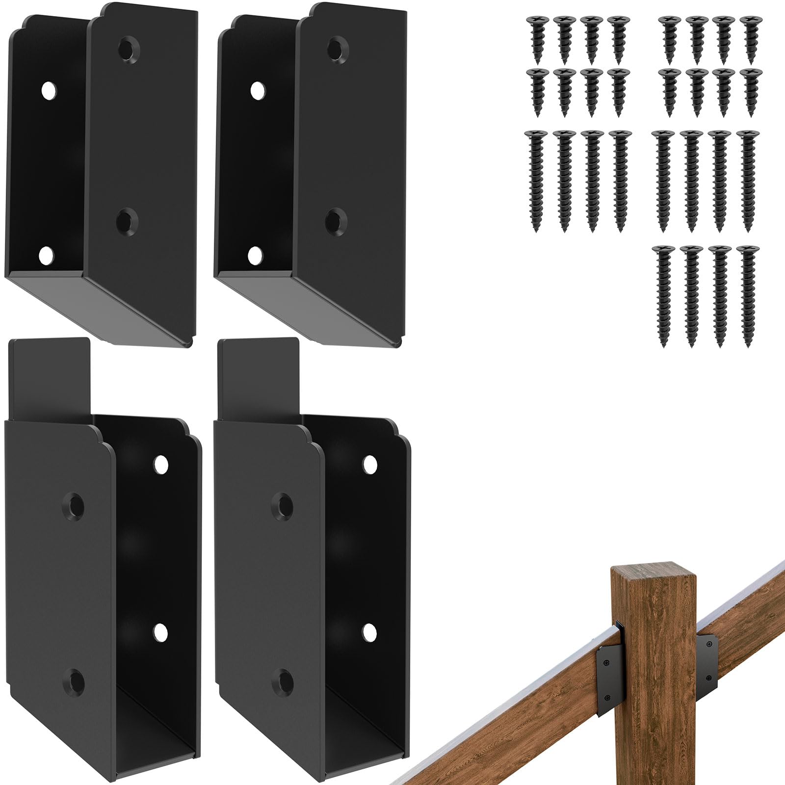 4PCS 30° Stair 2”x 4” Stainless Steel Deck Railing Brackets Connectors, 2x4 Brackets for Stair Fence Railings Handrail