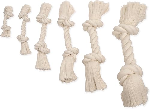 Miniatura 5 de Mammoth Pet Products Dog Flossy Chews Hueso de Cuerda Blanca 100% Algodón, Mediano, 12 Pulgadas (10004V), Todos los Tamaños de Razas