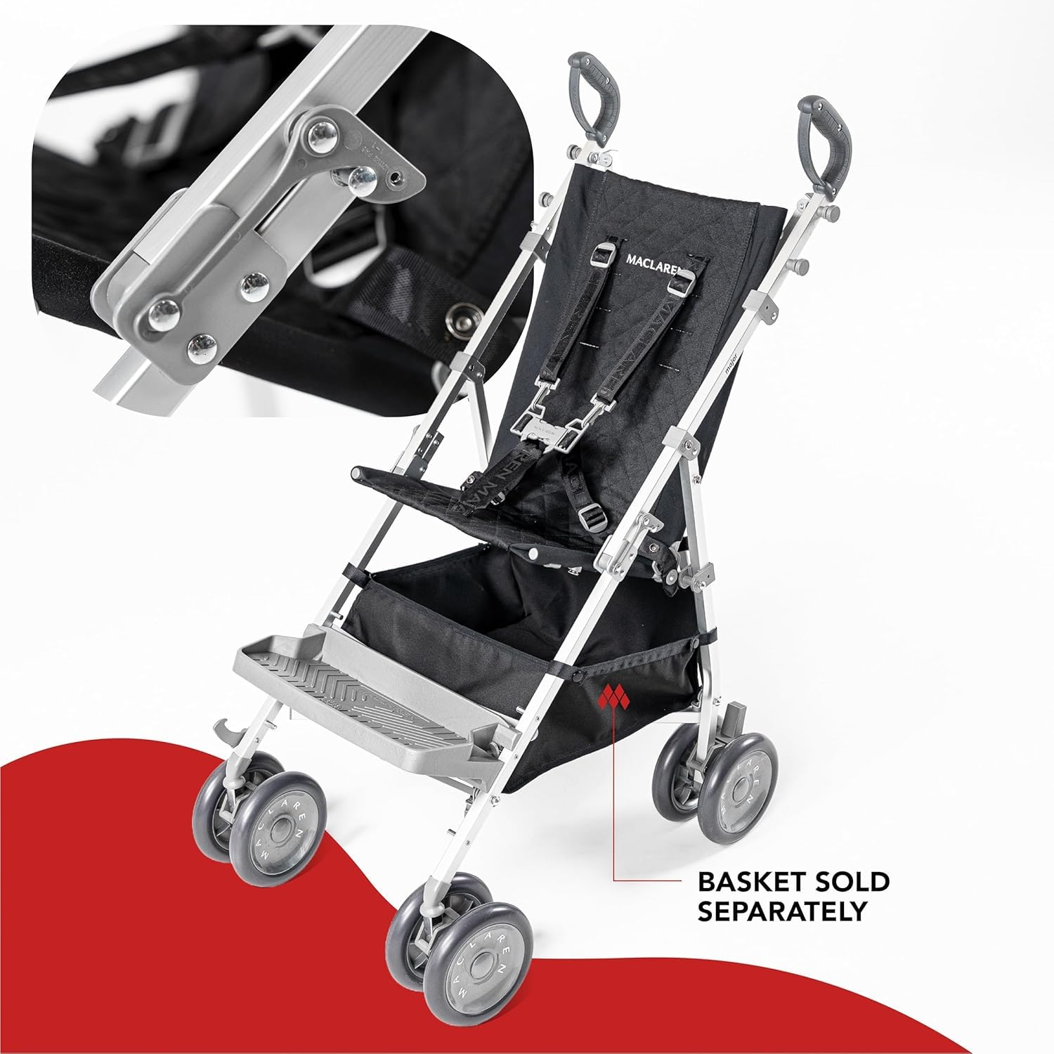 Maclaren Major Elite per Esigenze Speciali Nero | L'Originale dal 1972 | Carrozzina Adattiva per Bambini fino a 50 kg (110 lb) | Leggera con Chiusura ad Ombrello
