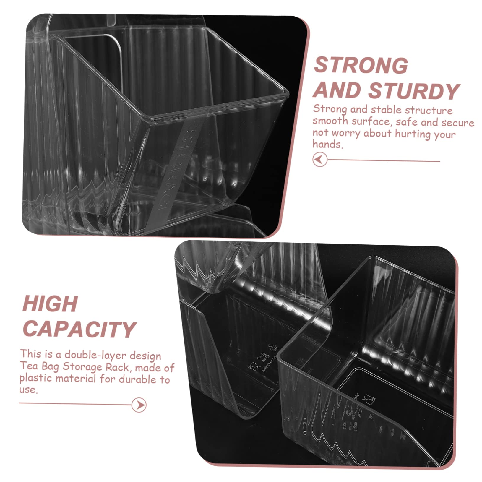 Angoily Double Layer Wall Tea Bag Organizer Transparent Coffee Bag Storage Holder Practical Rack for Tea Bags Sugar Packets and Snacks for Home and Kitchen Use