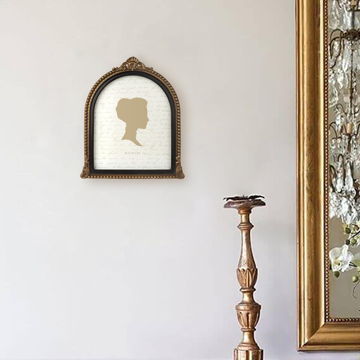 AELS 8x10 Inch Vintage Beaded Picture Frame, Elegant Antique Arched Photo Frames with Glass Front, Photo Display, Tabletop Wall Hanging, Gift Ideas, Black and Golden