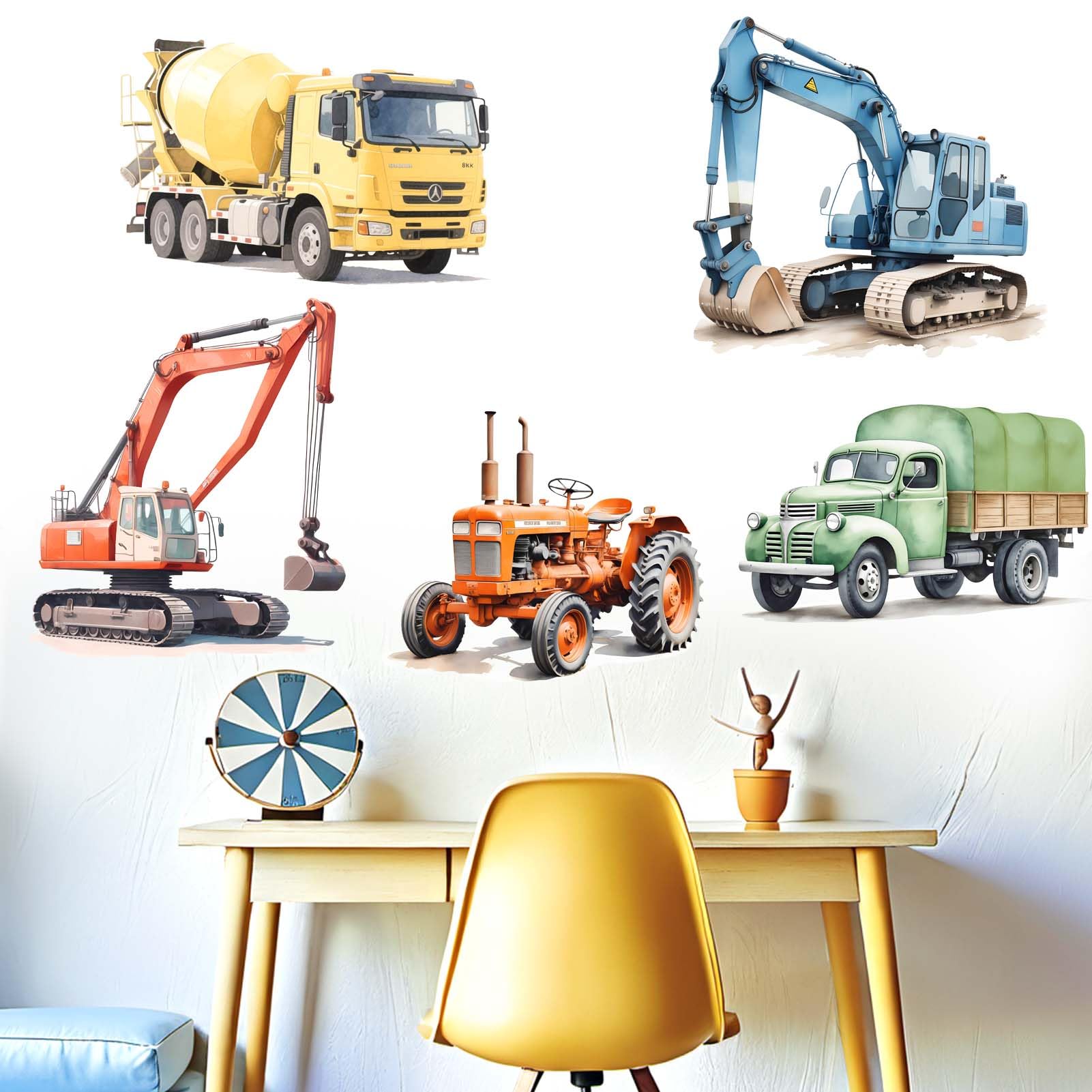 Construction Car Wall Stickers for Boys: Peel and Stick Wall Decals for Kids Room Boy Bedroom Nursery Playroom - Image 2