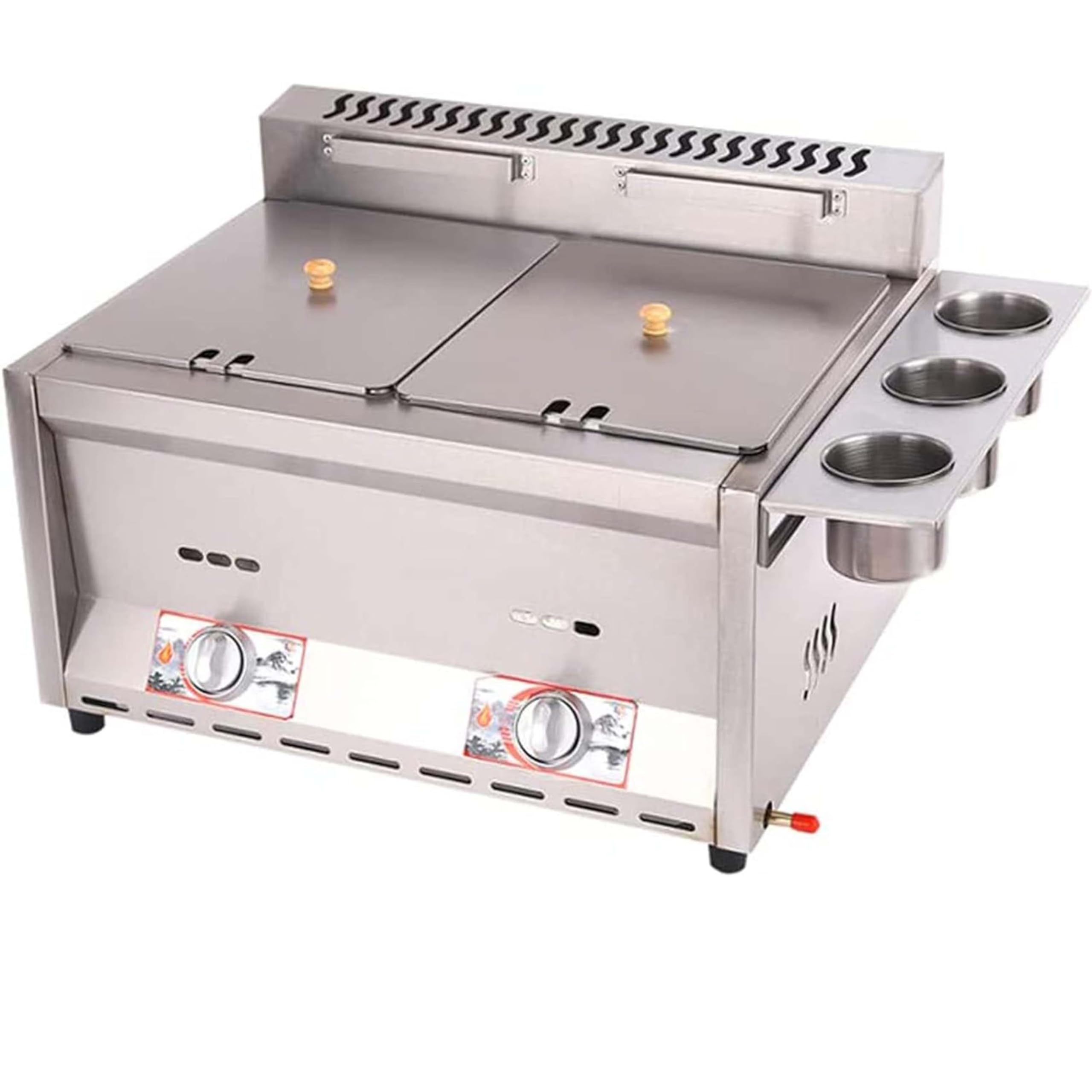 Friggitrice Commerciale 12 Litri, Friggitrice a Gas di Grande capacità Doppio Cestello Doppio Serbatoio, Patate Fritte in Acciaio Inossidabile Resistente da Banco per Ristoranti,A