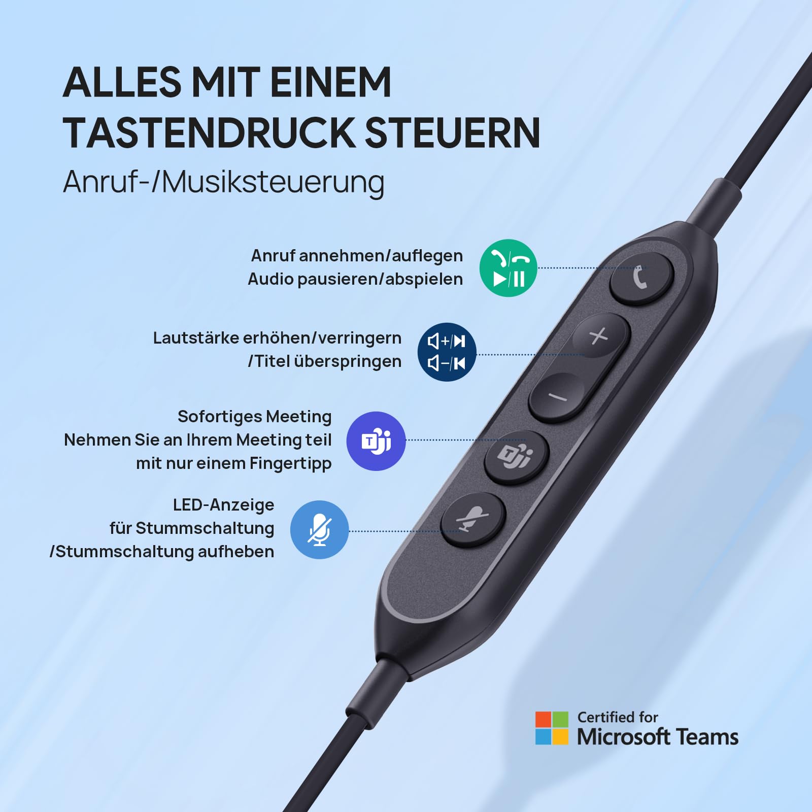 Yealink UH42 Dual Headset USB con microfono di cancellazione del rumore, cuffie stereo cablate con adattatore USB-C/A per PC, laptop, lavoro, ufficio, call center squadre certificate