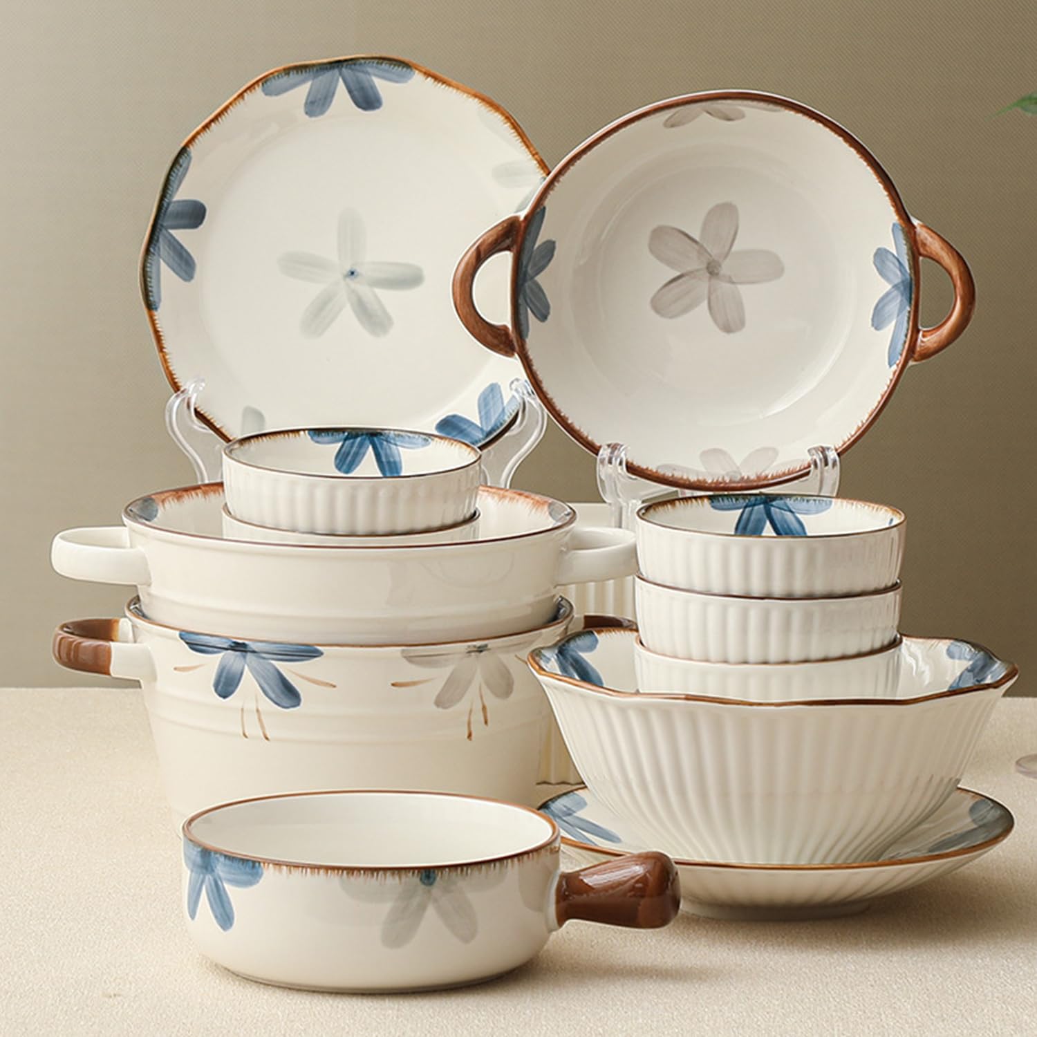 Großes Müslischüssel-Set, 350 ml, Suppenschüsseln, mikrowellengeeignet, Reisschalen, Frühstücksschalen, Keramik-Müslischalen (Weiß, 4 Stück)