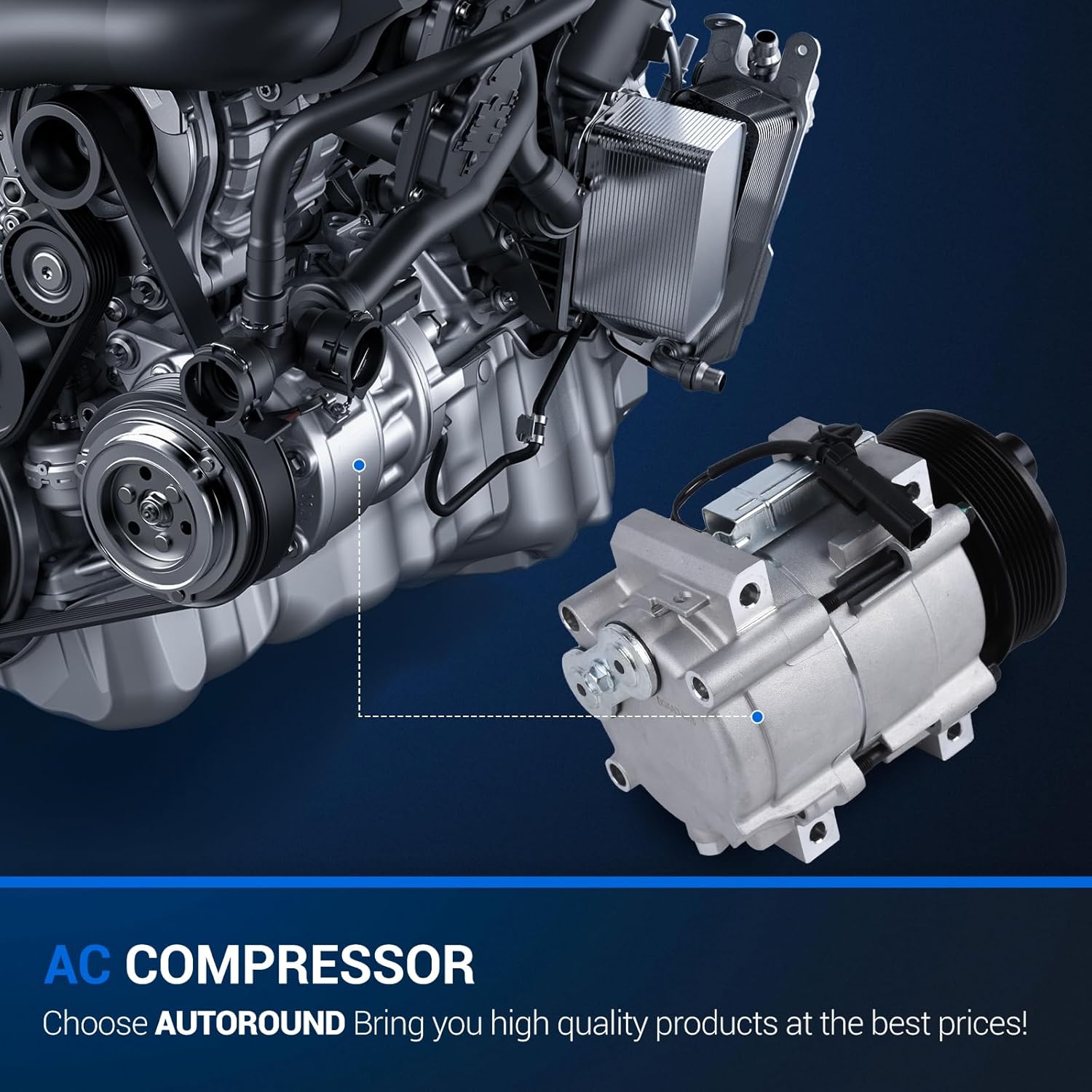 Autoround Air Conditioner AC Compressor with Clutch [5.9L 6.7L DIESE] Fit for 06-09 Dodge Ram 2500/3500, 06-08 Ram 4000, 08-10 Ram 4500/5500, Replace CO10902C 55111411AD 638972 68182