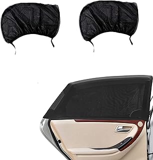 2PCS Universal Car Window Shade, Stretchable Breathable Mesh Front Side Window Sun Shade Mosquito Net Curtains for Blocks UV Rays and Sun Burn, Fit Most of SUV (Rear)