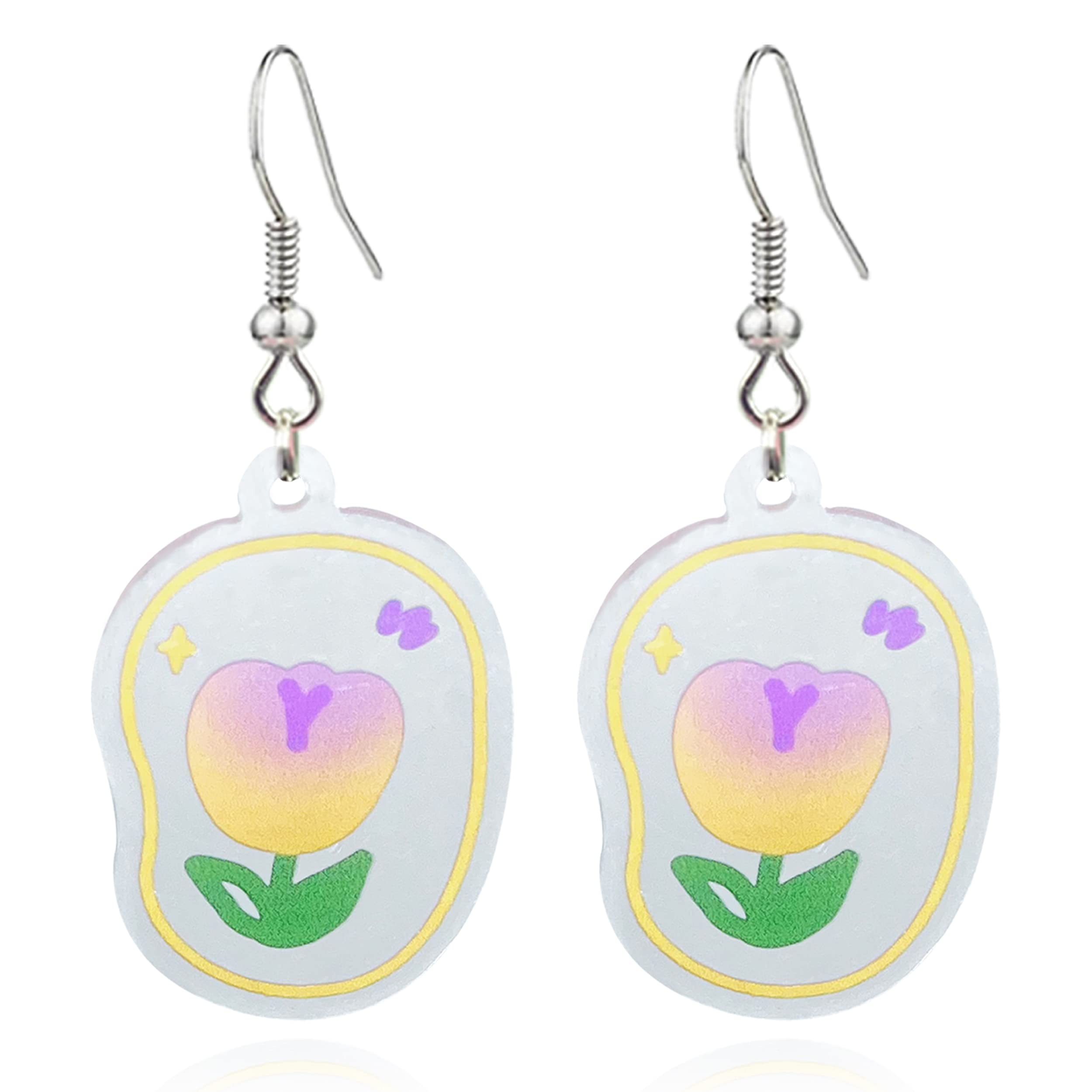 CWVHQ Unique Acrylic Transparent Tulip Earrings Fashion Flower Drop Dangle Earrings Jewelry Gifts For Women And Girls