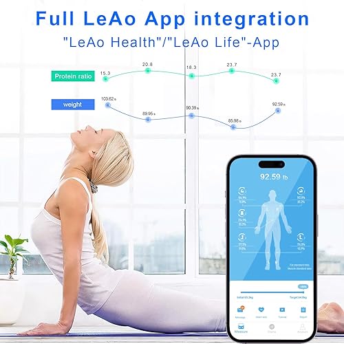 Miniatura 6 de Báscula digital inteligente de peso corporal  Báscula de pesaje digital de baño de pantalla grande con IMC, grasa corporal, masa muscular,