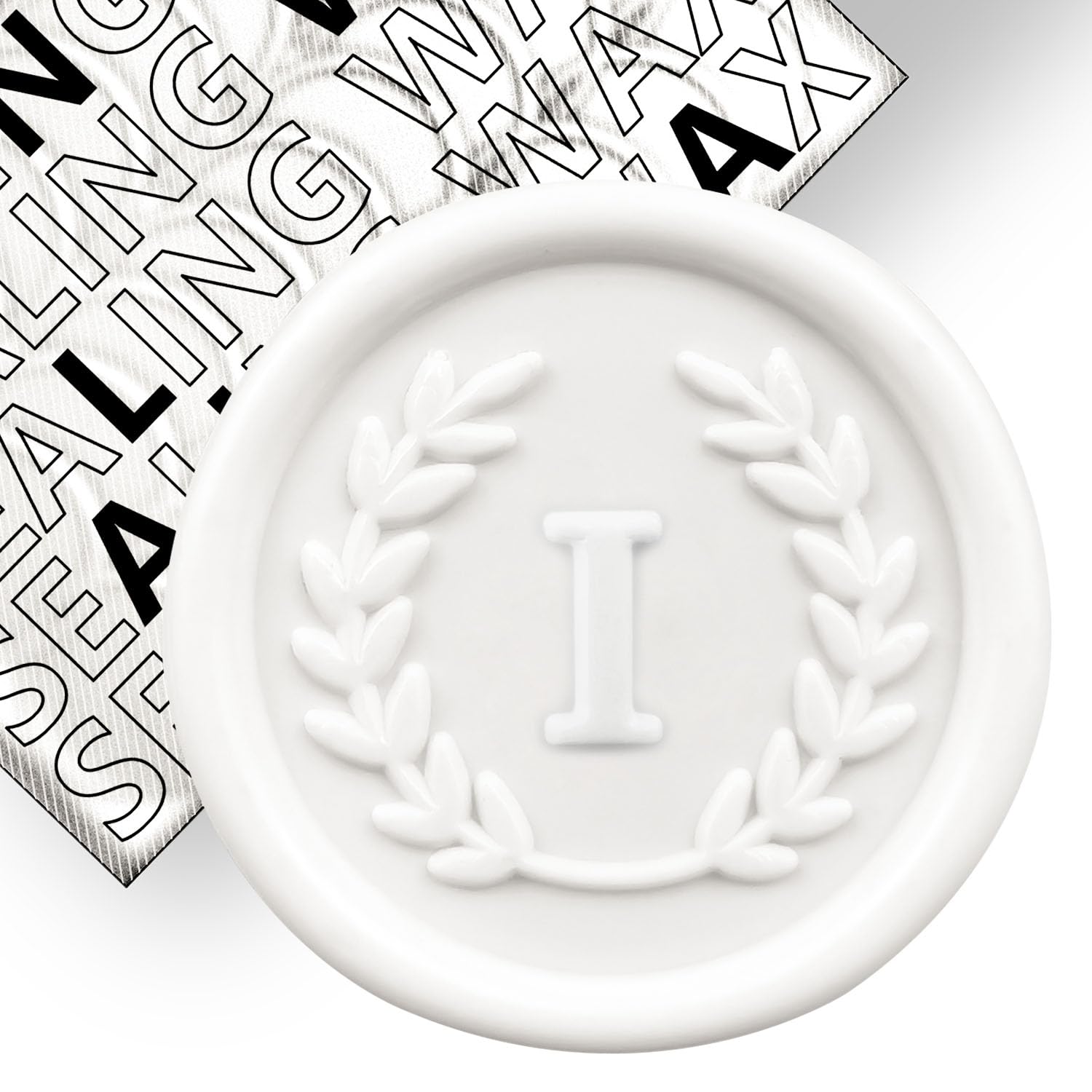50Pcs White Letter I Adhesive Wax Seal Stickers, Hand-Made, No Need Seal Stamp, Tear and Use Wax Stickers for Wedding Invitations, Envelopes, Christmas Gift