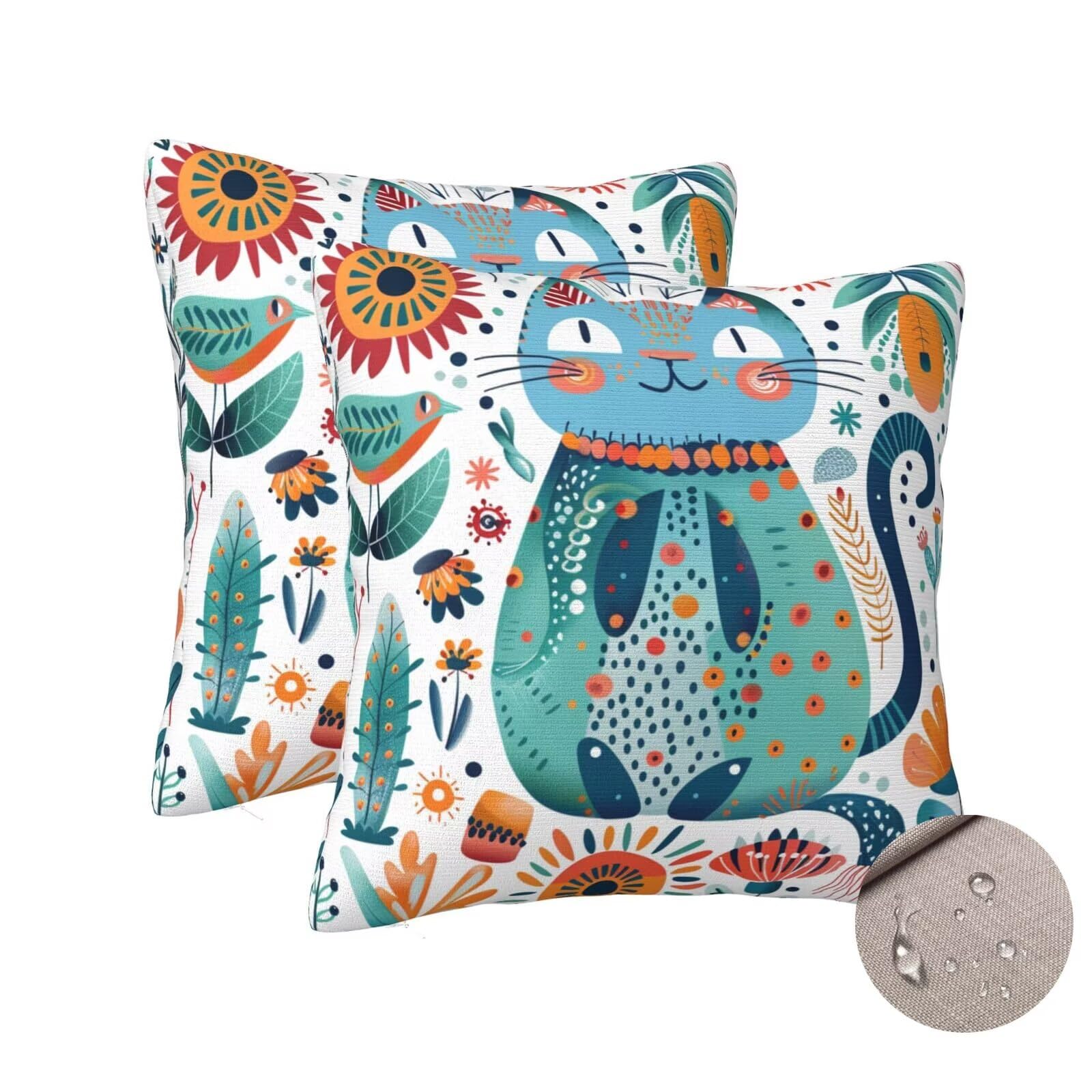 Coussin canapé extérieur 60x60 anti humidité housse chat lot de 2