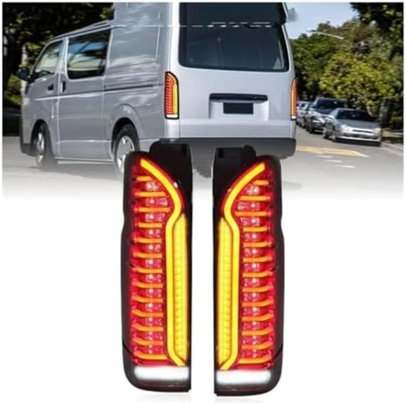 Dla TOYOTA, dla Hiace Mk5 200 Series 2005-2018 zespół światła tylnego jazdy hamulec cofania Streamer płynący zakręt, dla lampka sygnalizacyjna Lampka kontrolna lusterka bocznego Lampka