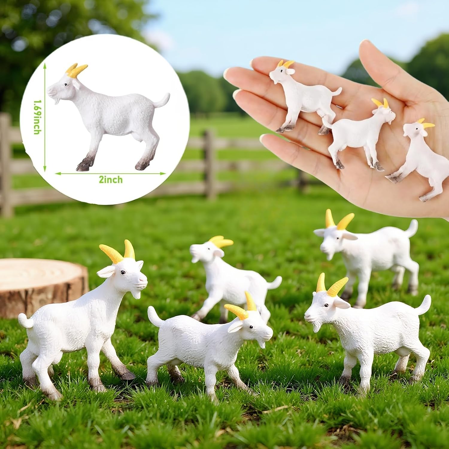 Mini Goat Figurines, 20-Pack, Approx. 1.7 x 2 in