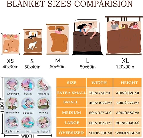 Miniatura 3 de Divertida manta de ajolote para mujeres y niñas, ligera y suave, manta de forro polar para sofá, cama, sofá y niños pequeños (50 x 40 pulgadas)