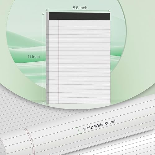 Miniatura 3 de Bloc legal básico blanco de 8.5 x 11.75 pulgadas, bloc de notas con rayas salvajes, 21 libras de papel de impresión a doble cara, tamaño carta, 50