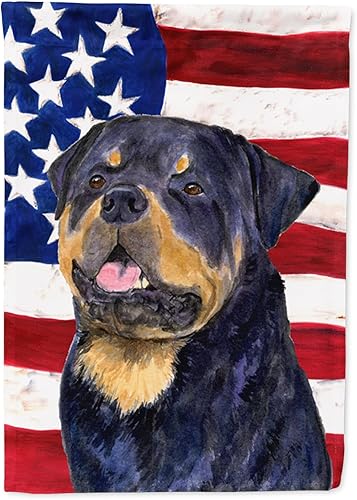 Miniatura 109 de Caroline's Treasures SS4017GF Bandera de Estados Unidos con Bulldog Inglés para jardín, bandera decorativa para patio exterior, patio, parterres,