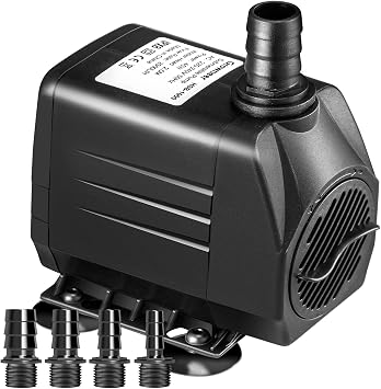 Submersible Water Pump 2500L/H, Ultra Quiet Aquarium Pump for Fountains, Pool, Fish Tank, Pond, Hydroponics, Statuary, Hight Lift 2.5m, 4 Strong Suction Cups, 4 Nozzles 2500L/H 45W