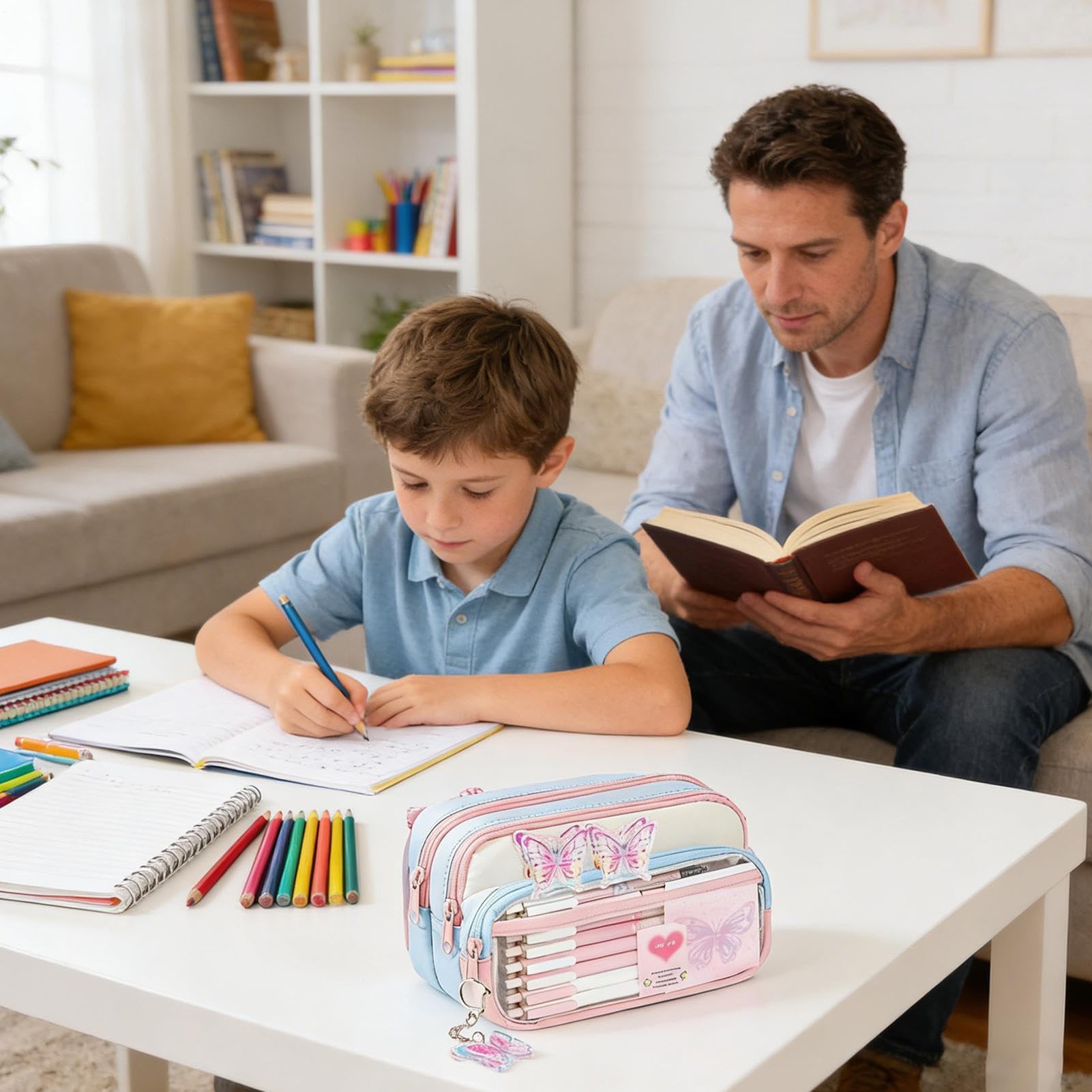 Astuccio, grande capacità, tasca con cerniera, per studenti universitari, studenti, adolescenti, adulti, per penne, matite, pennarelli, diario, scuola, ufficio, ecc