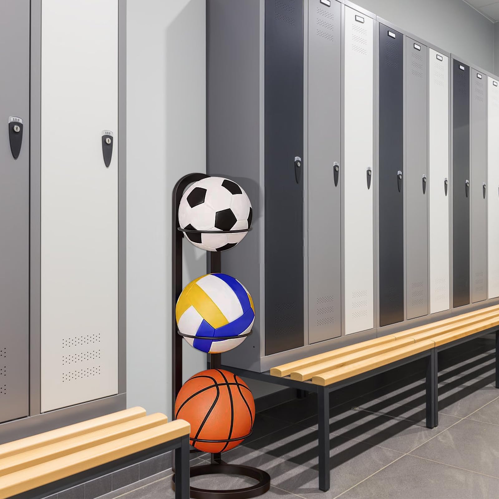 Rastrelliera Verticale 3 Livelli per Palloni Sportivi