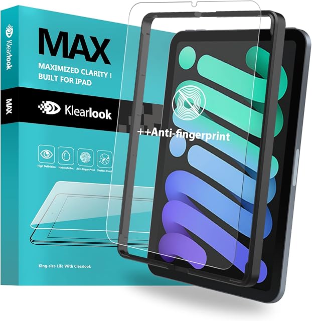 Matte Screen Cover for iPad Mini 6(8.3 Inch, 2021) with Install Tool,Klearlook Anti-Glare Tempered Glass Screen Protector (Anti-Reflection) (Anti-Fingerprint) Compatible 8.3" iPad Mini 6 Generation