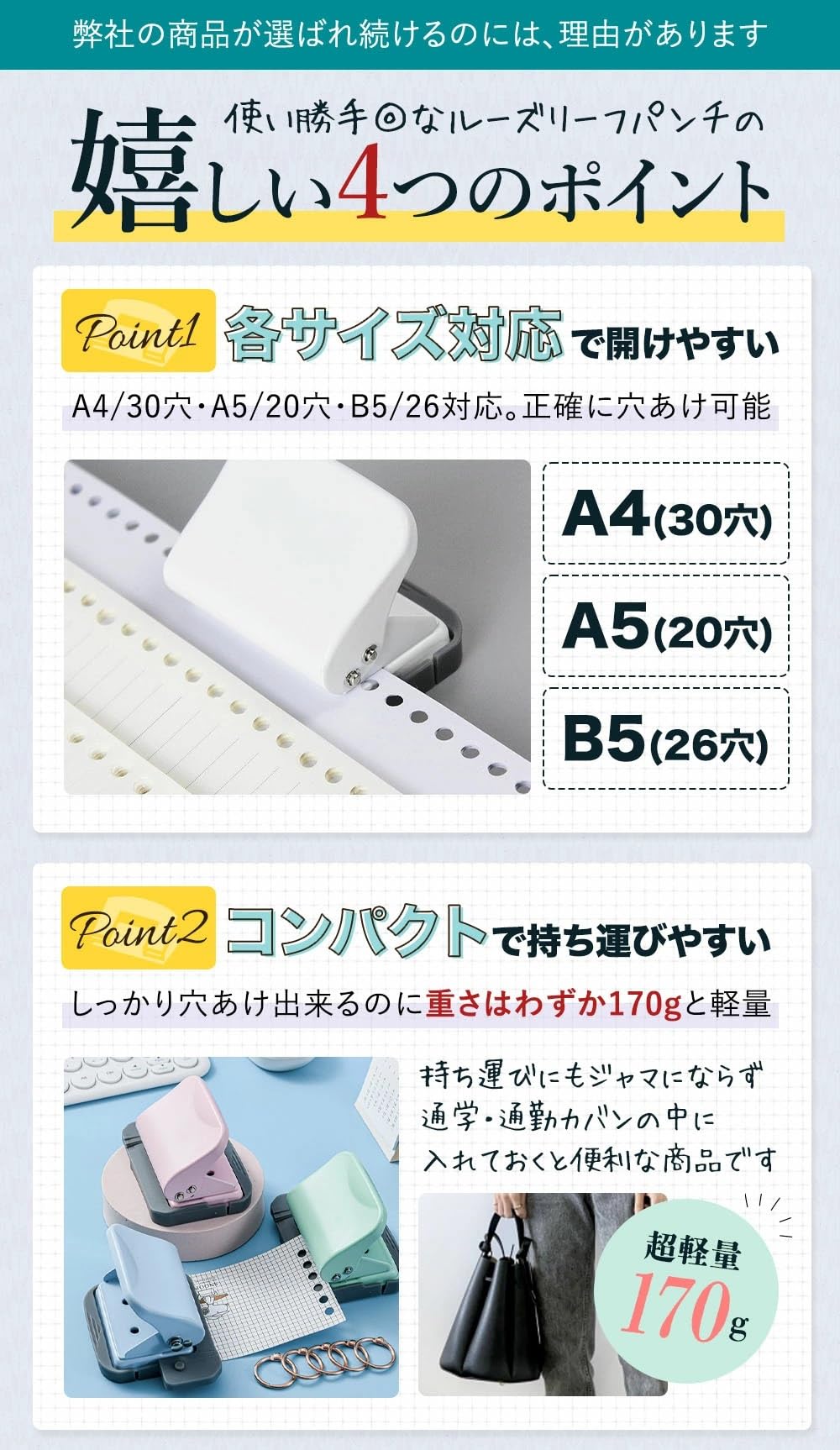 Amazon.co.jp: Kritlife ルーズリーフパンチ ループリング30枚