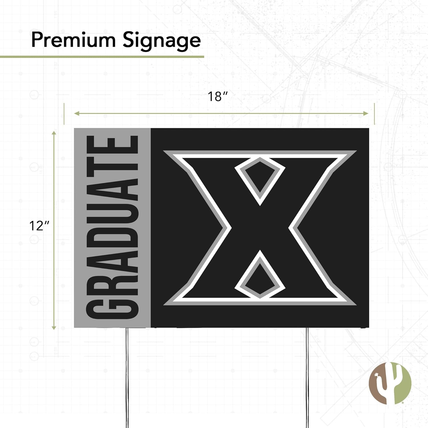 Desert Cactus Xavier University Musketeers 12x18" Graduate Graduation Celebration Yard Sign Graduates Outdoor Lawn Display with Stakes (Grad Sign 3)