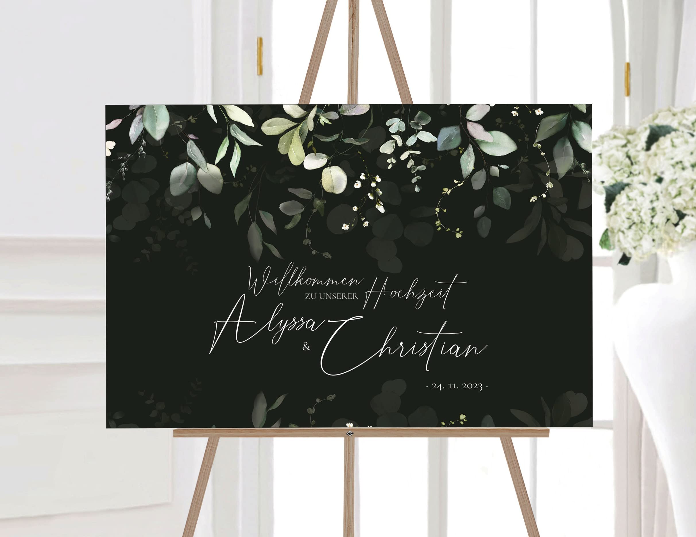 Manschin-Laserdesign Willkommensschild Aluverbund personalisiert - Made in Germany - Welcome Willkommen Schild für Hochzeit (60x40cm)