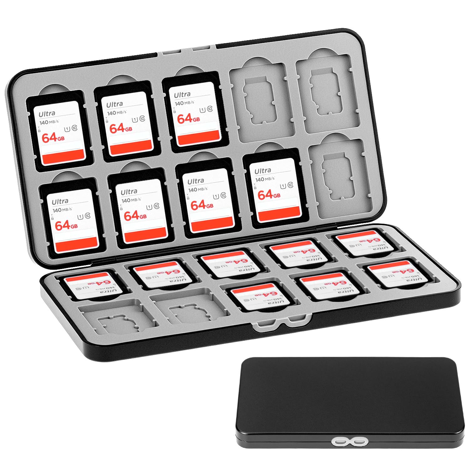 QWORK® Custodia per schede di memoria, compatibile con 20 slot per schede SD e 20 slot per schede Micro SD