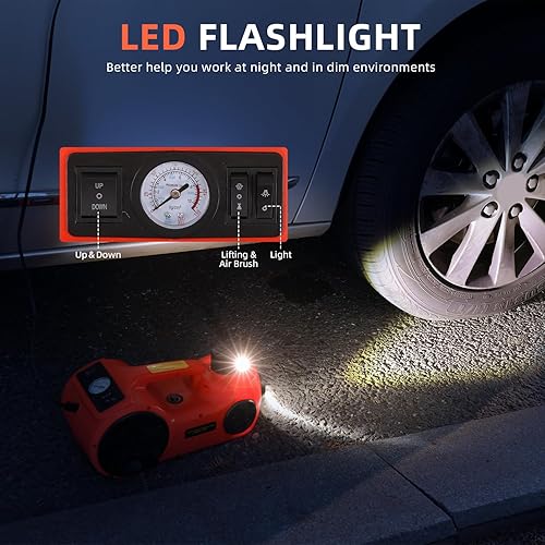 Miniatura 5 de Trihelper Juego de gatos hidráulicos mejorados para automóvil  Kit de gato de piso de vehículo 5 en 1 de 5 toneladas de elevación de neumáticos de